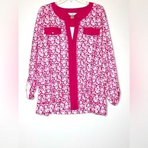 CJ Banks‎ Pink & White Full Zip Jacket Sz 1X